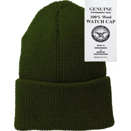 Army Universe Olive Drab 100% Wool Watch Cap Beanie Double Layer Warm Winter Knit Hat US Made