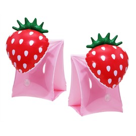 Swim Arm Floats Penta Angel 2Pcs PVC Cute Cartoon Inflatable Arm Band Flotation Sleeves Tubes Blow Up Water Rings for Summer Outdoor Swimming Pool Beach Party (Strawberry)
