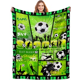 Soccer Blanket Gifts for Soccer Lovers,Soft Warm Flannel Soccer Blankets and Throws Soccer Team Christmas Birthday Soccer Gifts for Boys Girls Adults 50"x40"
