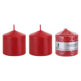 Mega Candles 3 pcs Unscented Red Round Pillar Candle, Pressed Premium Wax Candles 3 Inch x 3 Inch, Home Décor, Wedding Receptions, Baby Showers, Birthdays, Celebrations, Party Favors & More