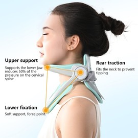 IODOO 360°Adjustable Neck Brace for Forward Head Posture Correction, Cervical Neck Traction Device, Effective Neck Posture Corrector, Neck Stretcher to Relieve Pressure