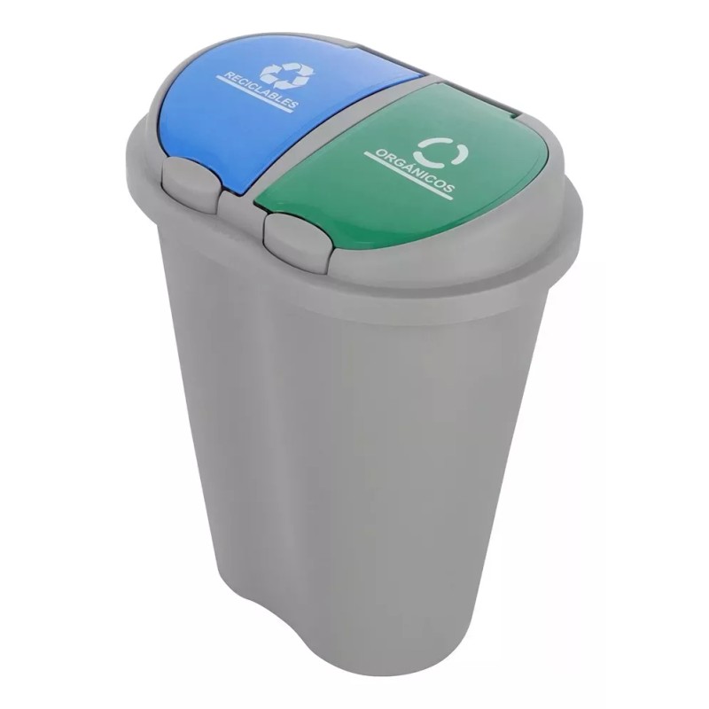 DecoHome Bote De Basura 2 Compartimentos Organicos Reciclables 50lts