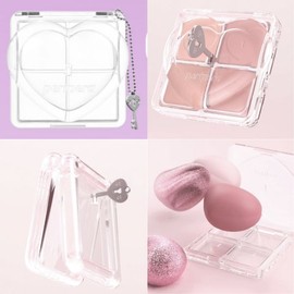 PERIPERA Heart Pocket Single Shadow 4colors & Shadow Case Set 5items, Color3:M12 Carving with Shading