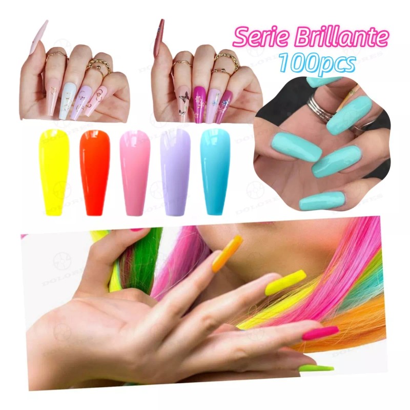 Dolores 100 Tips Uñas Postizas Adheribles Nails Art Coffin Ballerina