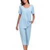 COLORFULLEAF Womens Pyjamas Set Short Sleeve Top and Capri Pants