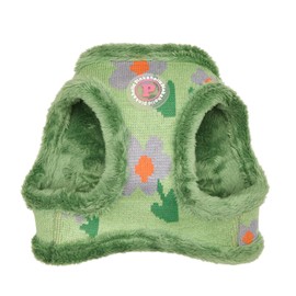 Pinkaholic New York Jasmine Vest Dog Harness Step-in Warm Winter Flower Pattern for Small Dog, Green, Large