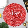 Red Christmas Placemats Set of 12,Joy Merry Christmas Round Placemat