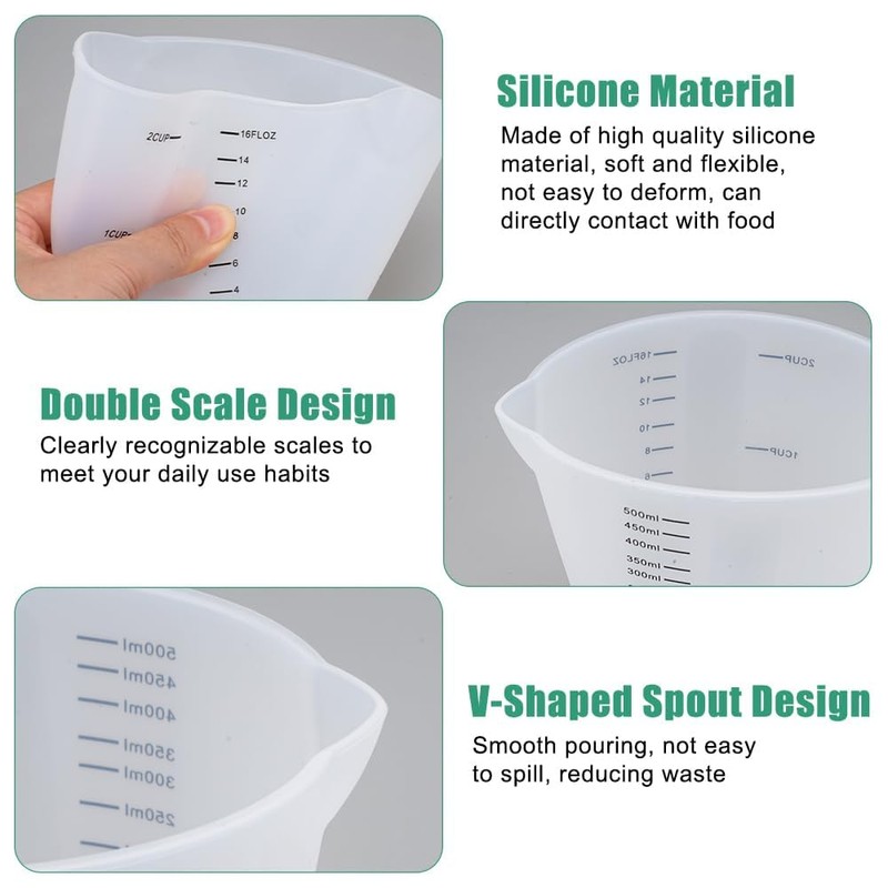 4 Pieces Silicon Measuring Cups Epoxy Resin Mixing Kit with