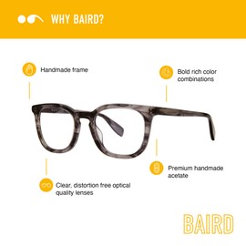 Scojo New York Baird Blue Light Reading Glasses, Handmade Scratch Resistant Readers for Women and Men, Light Brown - 1.75x