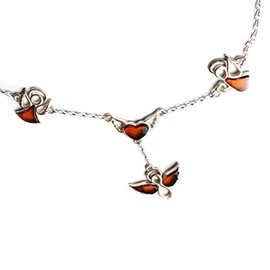 MyBernstein Amber Necklace with Angels and Heart (Amber Jewellery 20034), Silver amber Silver, Amber