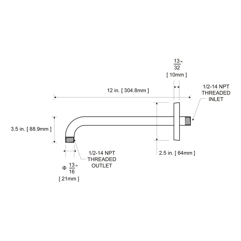OFFO Shower Arm with Flange, 12 in Oil Rubbed Bronze