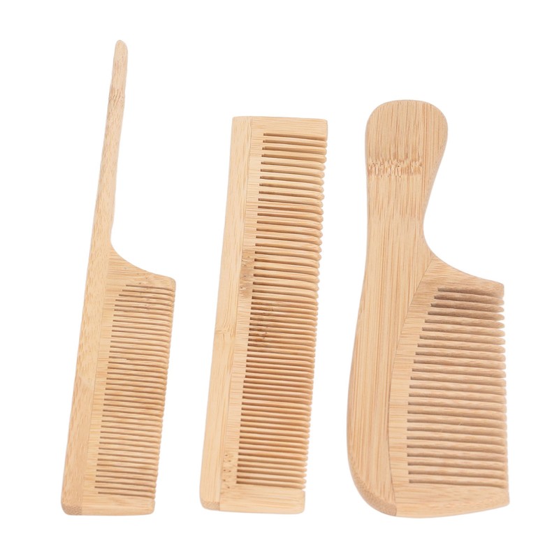 6pcs Bamboo Hair Comb Set for Barber Anti Static Heat