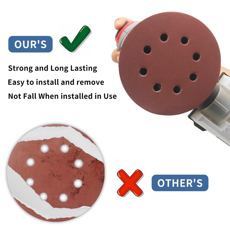 FEIHU 125mm Sanding Discs 50Pcs Orbital Sander Discs Hook and