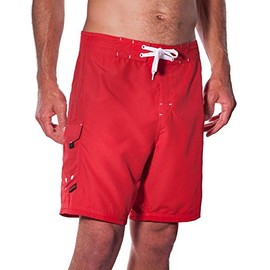 Maui Rippers Men's 19" Lifeguard Microfiber Boardshorts (38, Red)