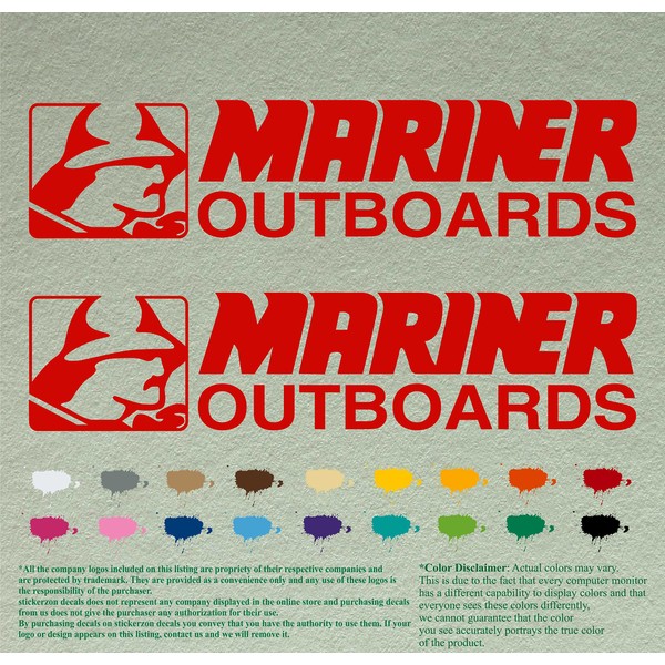 Pair 12" Mariner Compatible Replacement Decals Vinyl Stickers * Red*