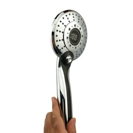 GuDoQi LED Shower Head, 3 Colour Changing Temperature Control, 3 Jet Types, Digital Temperature Display, Size 13 cm, Enjoy Showers