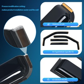 Nilight in Channel Rain Guards for Ford F150 Super Crew 2015-2023,Ford F150 Raptor/F250/F350/F-450/F550 Super Duty Super Crew 2017-2023 Vent Window Visors,Window Deflectors-4pcs
