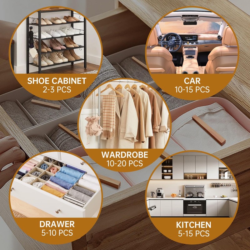 Sharkwoods Cedar Blocks for Clothes Storage 60 Pcs, Cedar Sticks