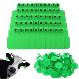 100PCS Identification TPU Precision Blank Cattle Ear Tags for Cattle Goats Sheep Pigs Hogs Calf Cows Tags Livestock (Green)