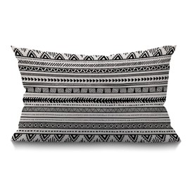 BGBDEIA Ethnic Lumbar Cushion Cover 30 x 50 cm 12x20 Inch Decorative Bedroom Living Room Black and White Geometric Tribal Ethnic Pattern Rectanglar Throw Pillow Cover for Bed Sofa Couch