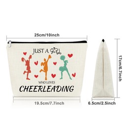 Sazuwu Cheerleading Themed Gifts for Girls Makeup Bag Cheerleading Gifts for Team Cheer Gifts for Cheerleaders Cosmetic Bag Just a Girl Who Loves Cheerleading Travel Toiletry Bag