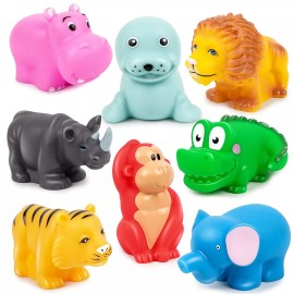 Unbranded Animal Bath Toys for Infants Toddlers No Hole Mold Free Kids Baby Bath Tub Toys - 8pcs Wild Animals