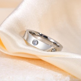 RIXERKOC Love Friendship Ring for Women Cubic Zirconia Stainless Steel Promise Ring Wedding Band Jewellery Valentine's Day Birthday Mother's Day Gifts for Women Girls, Stainless Steel, Cubic Zirconia