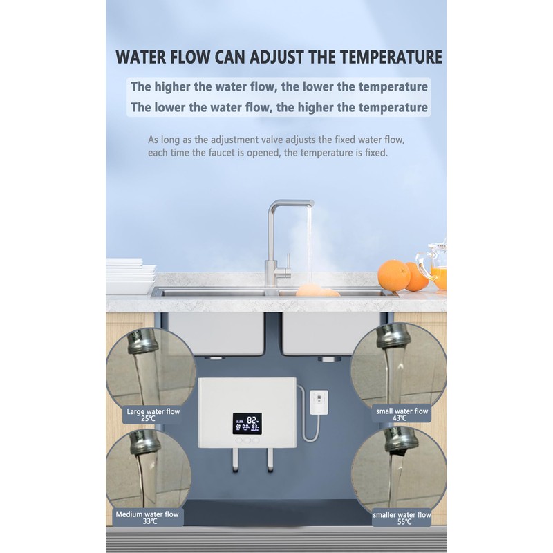 DAORDAER Electric Tankless Water Heater 3000W 110V, Instant On-Demand Hot