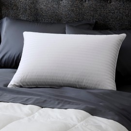 Cuddledown Dreamstead Premium Sleeping Pillow| European White Duck Down | 600 Fill Power | 300 Thread Count 100% Cotton Shell | Damask Striped | Hypoallergenic | Handcrafted | Queen - Medium