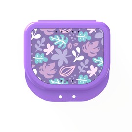 Retainer Cases Cute, Retainer Holder Case, 1 Pack, Aligner Case with Convincing Colorful Cute Patterns, Night Guard Case with Floral Patterns (Purple)