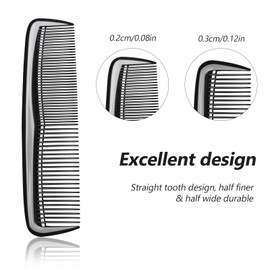 Oranllow 12 Pieces Pocket Hair Combs, 5" Combs for Men & Women, Travel-Friendly, Dual-Density Teeth for Short Hair, Beards, Mustaches & Sideburns (Black)