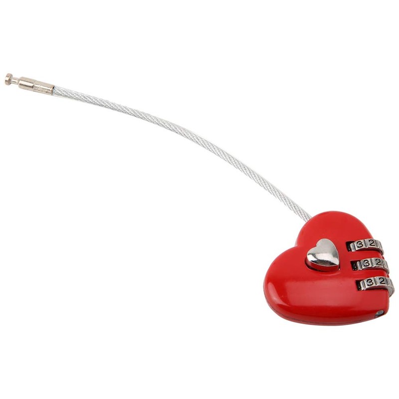 Heartshaped 3-Digit Code Combination Lock for Luggage, Bag Lock, Password,