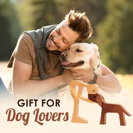 DOPTIKA Dog Wooden Sculpture – Pet Statue Home Décor, Wooden Decor, Table Decor Carvings, Memory Gift for Dog Lovers, Dad Present, Housewarming Gift