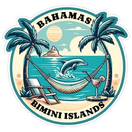 Bimini Islands Bahamas Sticker 4 Inch Island Coastal Beach Seaside Travel - Waterproof Vinyl Decal for Laptop Water Bottle Car Tumbler - Durable Aesthetic Long-Lasting Stickers for Adults ID44990