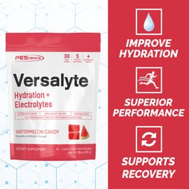 PEScience Versalyte Keto Electrolyte Powder, Sugar Free, Watermelon Candy, 30 Single Serving Packets, Hydration Powder