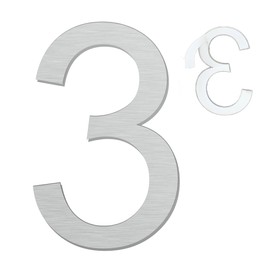 Self Adhesive House Numbers - 3 Inch Metal Stainless Steel Door Numbers Stickers for House Mailbox Apartment Hotel Courtyard - Silver(3)