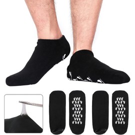 Codream Calcetines de gel hidratantes grandes para hombre, cuidado de los pies, tratamiento definitivo para piel seca agrietada y áspera en pies, paquete de 2 pares, color negro