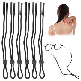 PKRFCJ 6 PCS Eyeglasses Strap,Eye Glasses Holders Around Neck Strap for Sports,Adjustable,Elegant Black Eyeglass Holder Unisex Suitable for Many Types