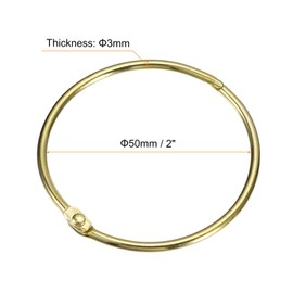 sourcing map 24Pcs 2 Inch Shower Curtain Rings Rustproof Metal Round Shower Hooks Snap Joint Design for Bathroom Shower Rod, Gold