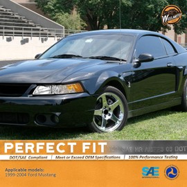 WEELMOTO Halogen Headlights for 1999-2004 Ford Mustang Headlight Assembly Pair Replacement for 1999 2000 2001 2002 2003 2004 Mustang Chrome Housing