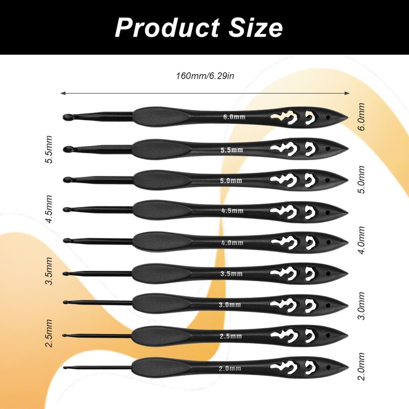 Crochet Hook 9 Pieces, Crochet Hook Set, Many Specifications, Matte