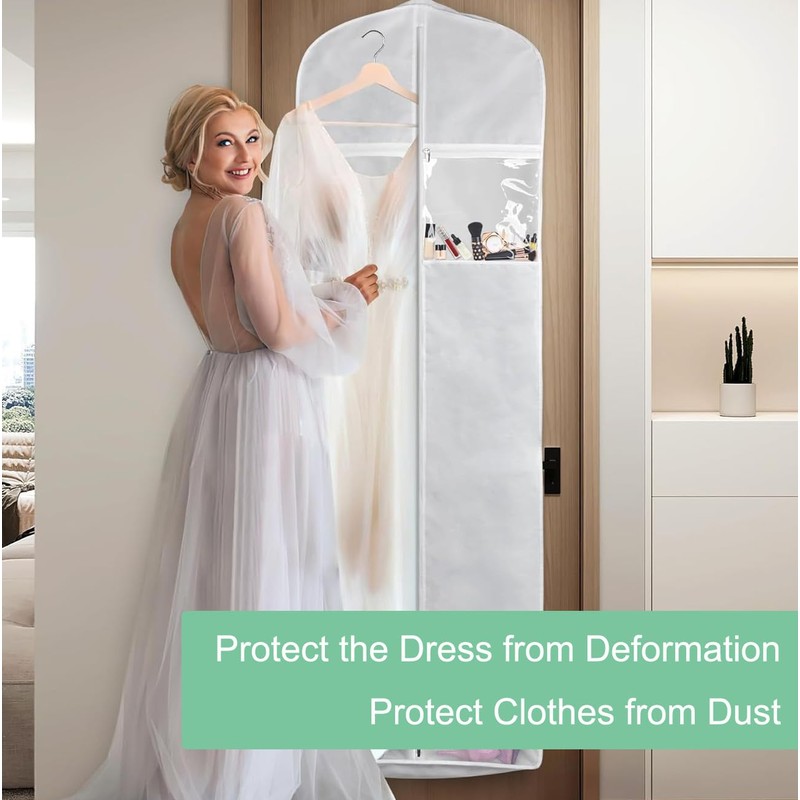 70" Bridal Wedding Gown Dress Garment Bag,Dust Proof Garment Storage