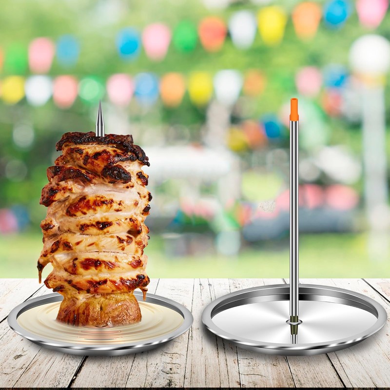 Vertical Skewer for Grill Stainless Steel Pastor Skewer with 2