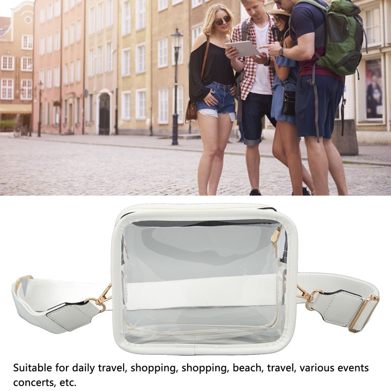 Clear Shoulder Bag PVC Zippered Waterproof Stadium Approved Purse for