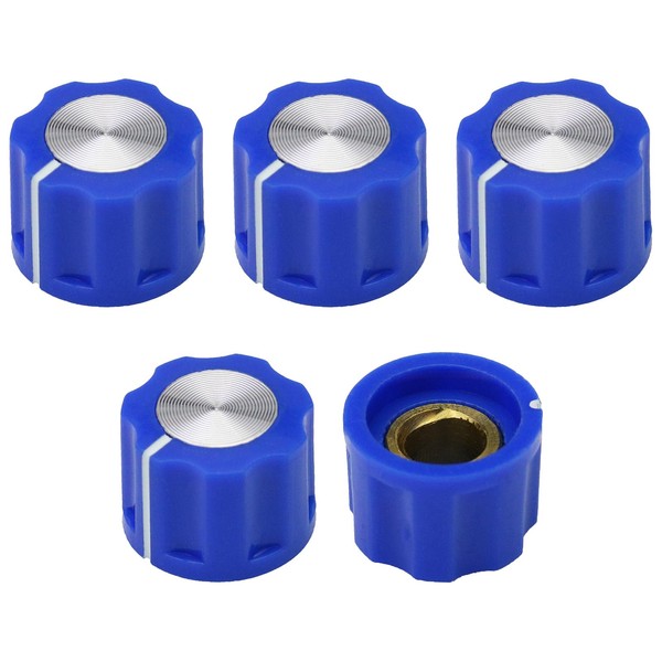 6.4mm Round Hole Small Fluted Silver Cap Retro Style Amplifier/Instrument