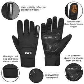 WFX Ski Gloves for Men & Women, Anti-Slip Touchscreen Waterproof Winter Snow Gloves with Thermal Insulation, Windproof Snowboarding Gloves for Skiing, Hiking, Ice Fishing & Outdoor Sports (Black)