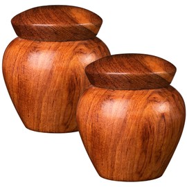 2 Pcs Small Urns for Ashes, Keepsake Urns Pet Ashes, Mini Wood Grain Memorial Urn for Family & Loved Ones Burial Ash Storage, Hold 4.5Cubic Inches of Ashes