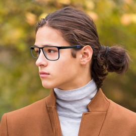 JINSCOOP Nearsighted Glasses, Ultra-Lightweight, Nearsighted, Negative Lens, Sporty Gray Eyeglasses, Nearsighted, Prescription, Men, Women, Fashionable, Prescription, Colored Contacts, Contact Lenses