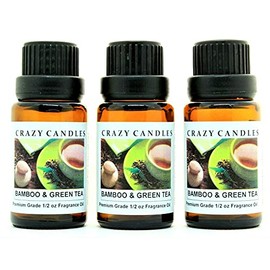 Crazy Candles Bamboo & Green Tea: 3 Bottles 1/2 Fl Oz Each (15ml) Premium Grade Scented Fragrance Oil