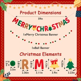 Festive Holiday Merry Christmas Banner,2 Pack Felt Garland Banners Christmas Banner Garland for Mantle Fireplace Scene Holiday Party Décor Party Decoration (Xmas-Green)